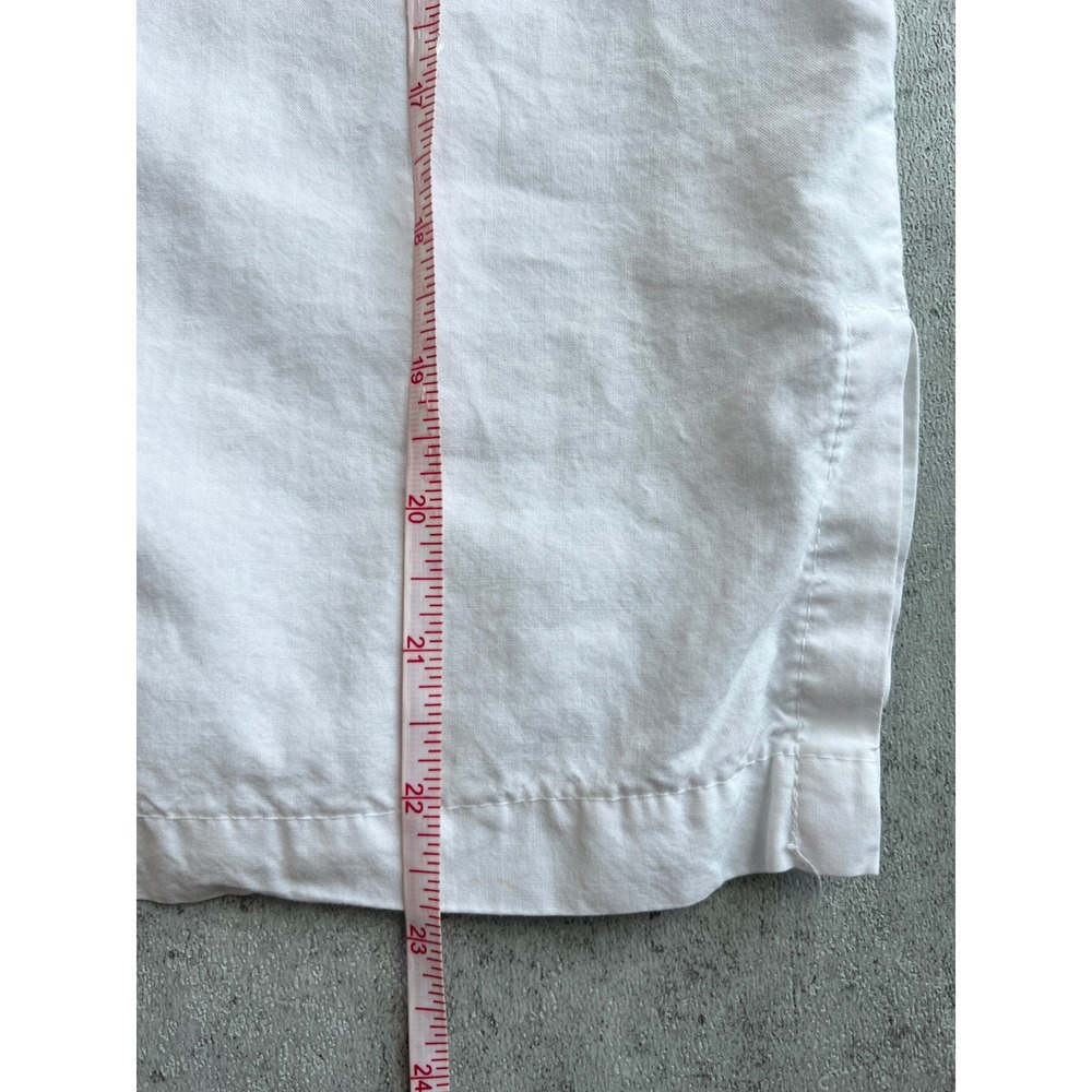 Eleven Stitch Design Shirt M White Cotton Button Down Top USA Lagenlook Coastal - Picture 9 of 9